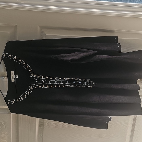Vintage Coldwater Creek Black Long Sleeve Sweater W Beaded Bodice 1X - Picture 6 of 13
